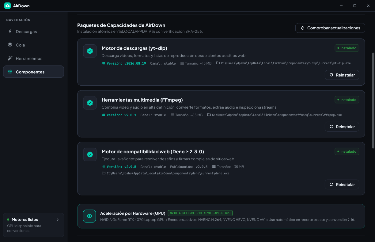 Componentes de AirDown
