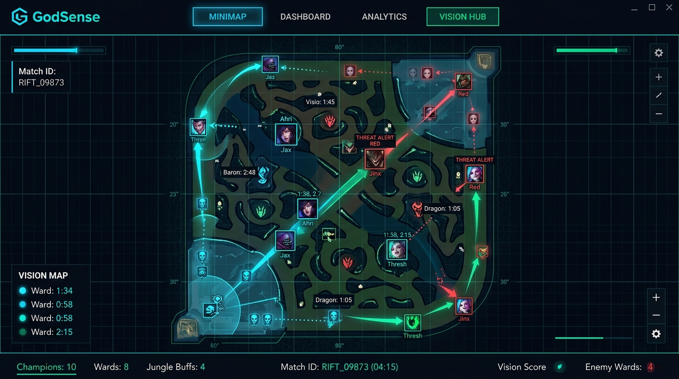 HUD táctico de visión y minimapa en tiempo real de GodSense